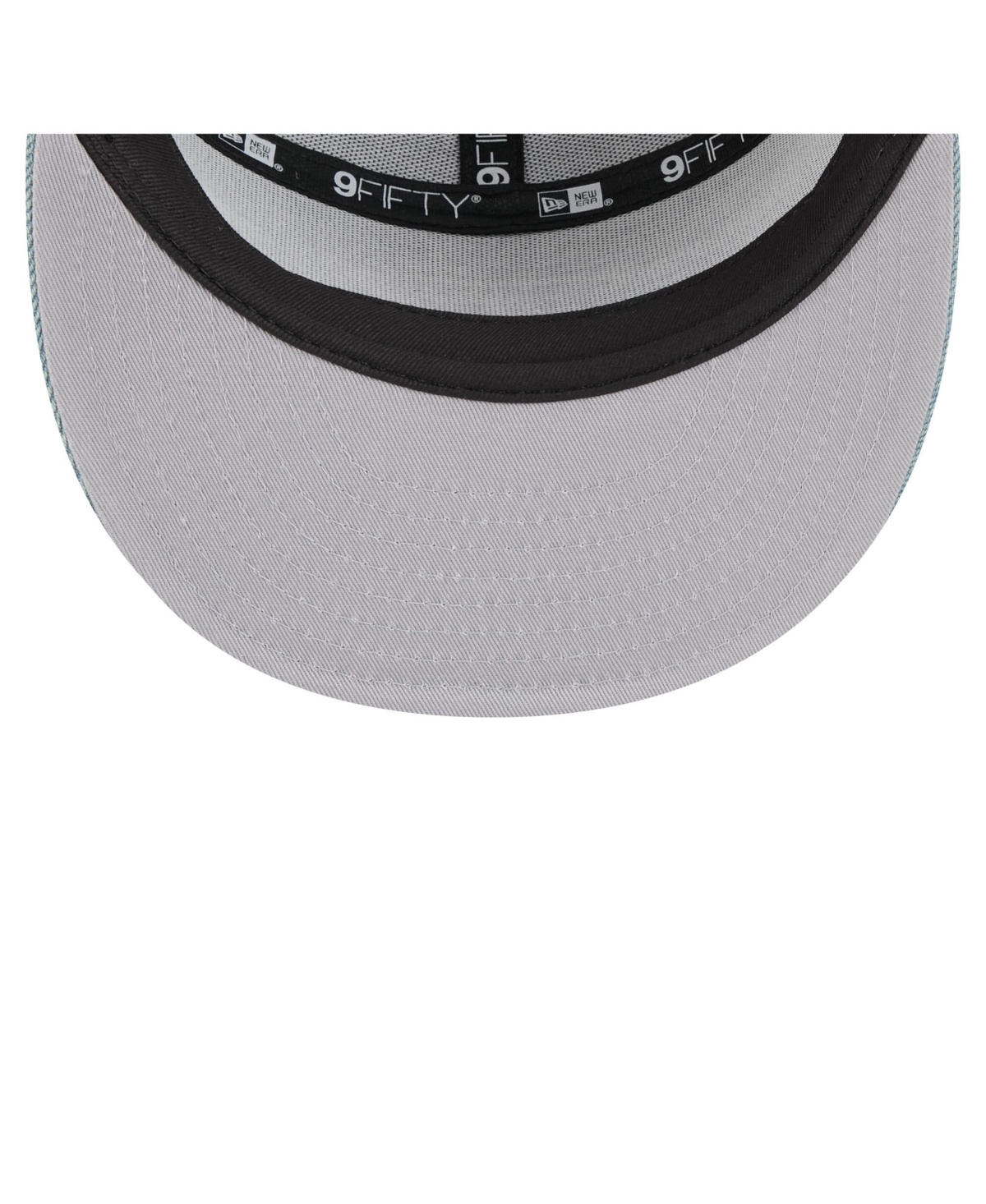 NEW ERA MEN'S MIAMI HEAT ADVENTURE DENIM SPLIT PANEL 9FIFTY SNAPBACK TRUCKER HAT 