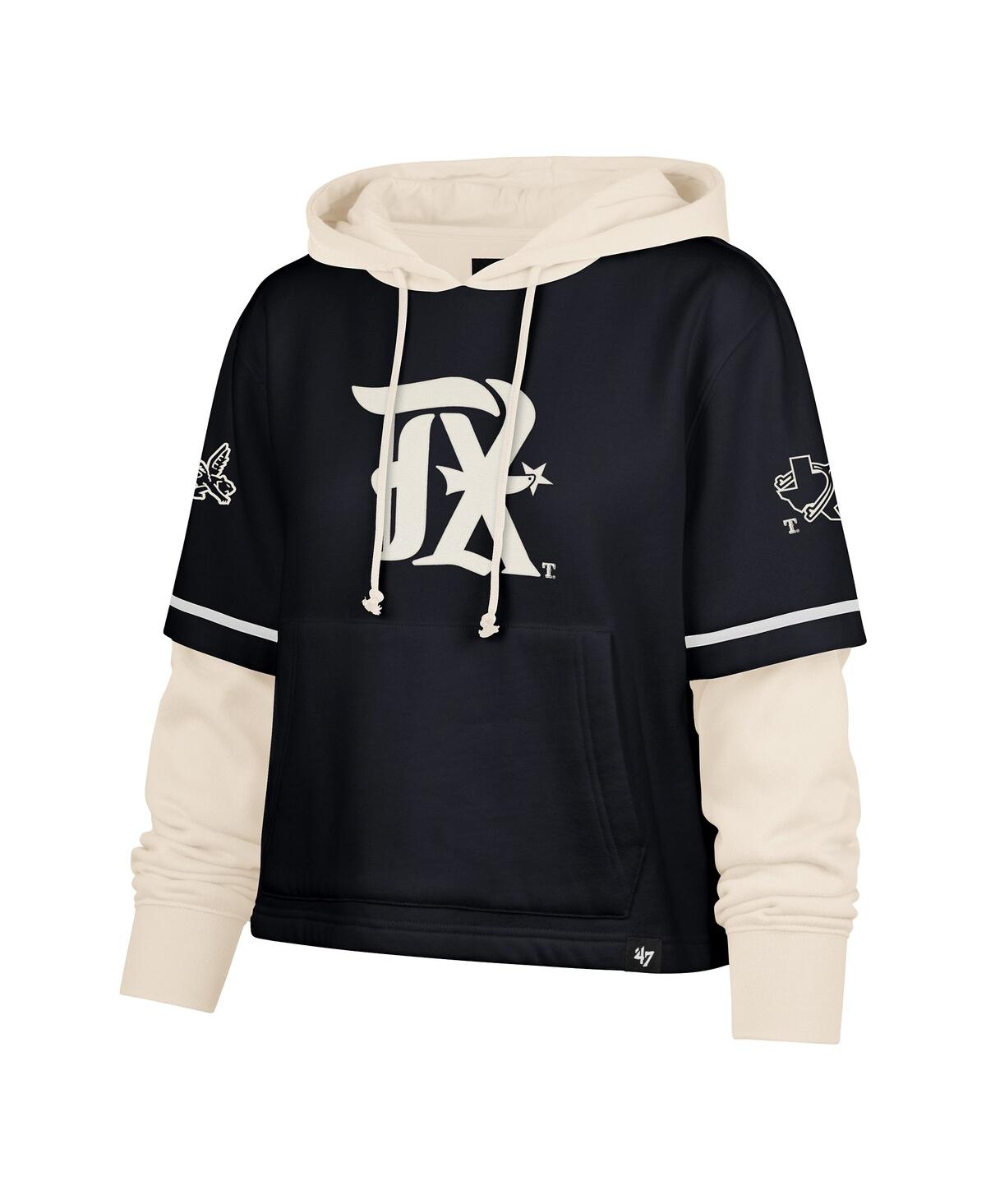 47 BRAND WOMEN'S NAVY TEXAS RANGERS CITY CONNECT SHORTSTOP CROPPED PULLOVER HOODIE 