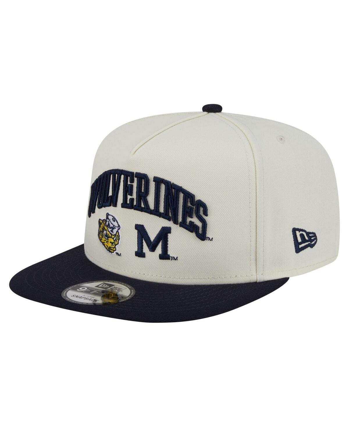 NEW ERA MEN'S WHITE MICHIGAN WOLVERINES COLLEGIATE 9FIFTY A-FRAME SNAPBACK HAT 