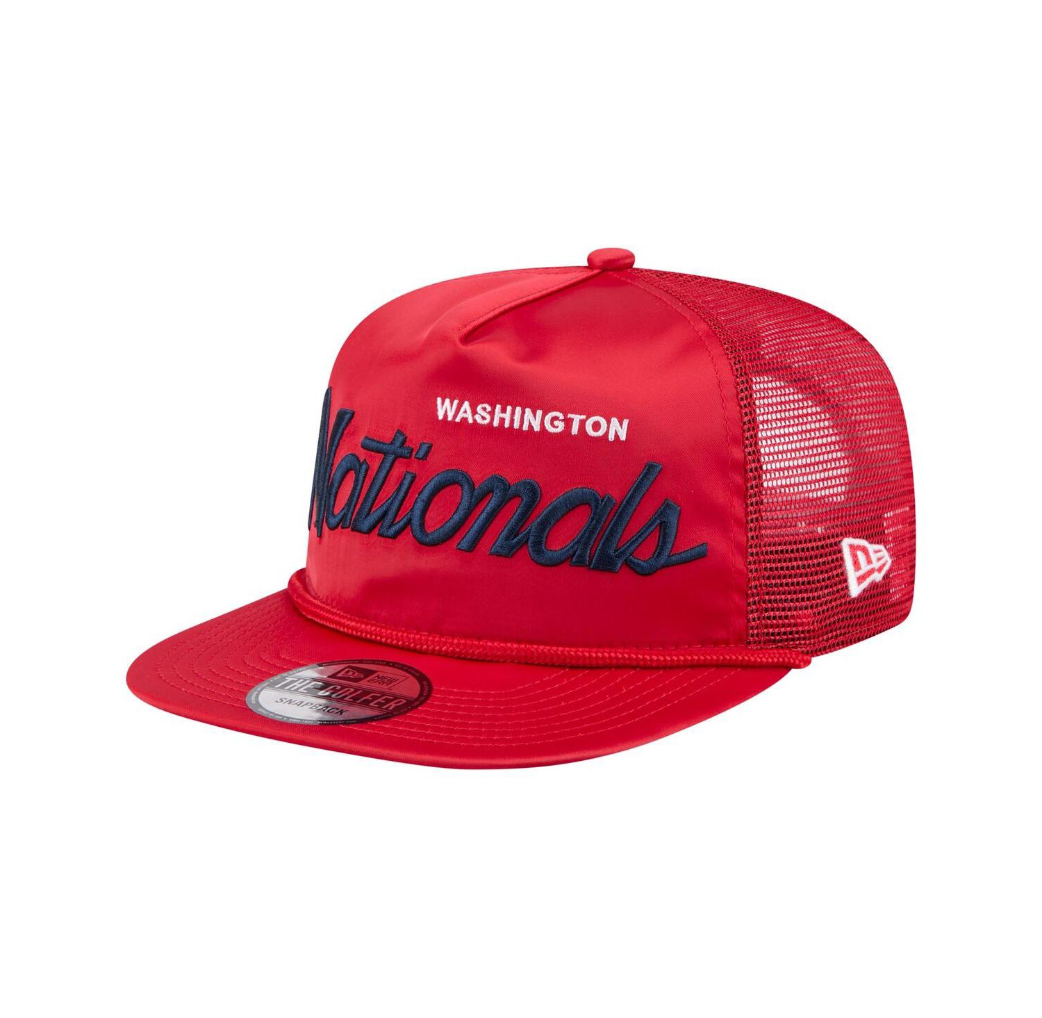 Men's Red Washington Nationals Retro Satin Script Golfer Adjustable Hat