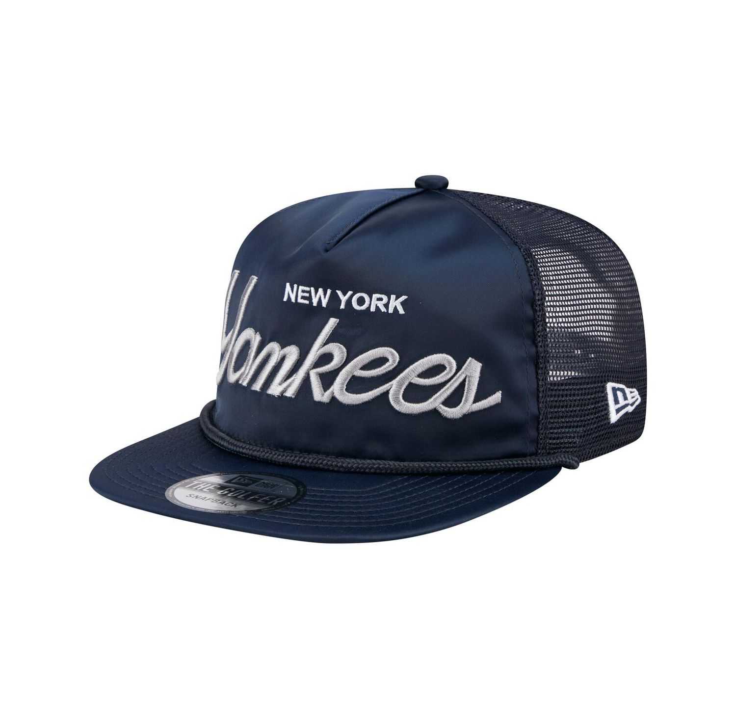 Men's Navy New York Yankees Retro Satin Script Golfer Adjustable Hat