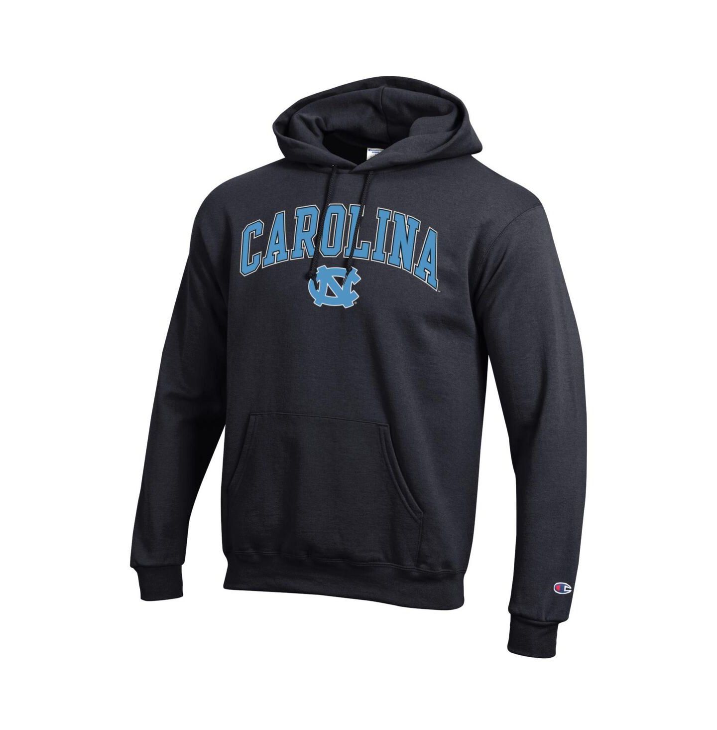 Мужские худи Champion Carolina Blue North Carolina Tar Heels Arch Over Logo Pullover, цвет: Чёрный — фото 3
