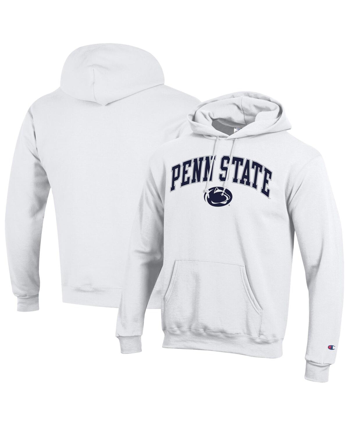Champion Men's Navy Penn State Nittany Lions Arched Logo Fleece Pullover Hoodie - White