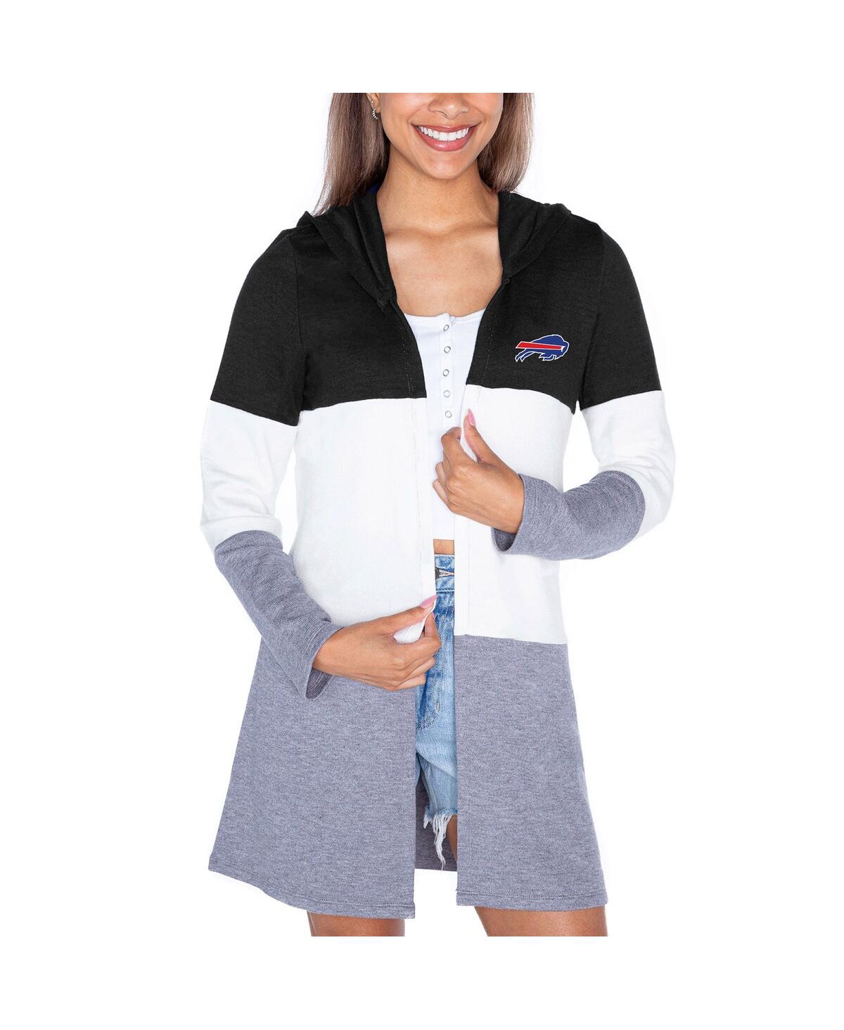 Gameday Couture Women's Black Kansas City Chiefs Tri-blend Color Block Lightweight Cardigan Hoodie In Multi