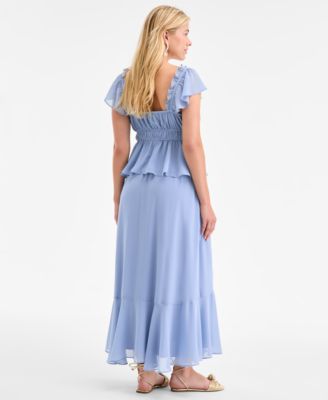 On 34th Womens Floral Flutter Sleeve Tie Tank Floral Tiered Midi Skirt Exclusively At Macys