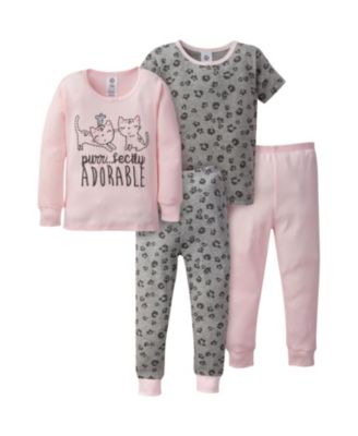 Toddler Girls 4-Piece Snug Fit Cotton Pajamas, Rose, 3T