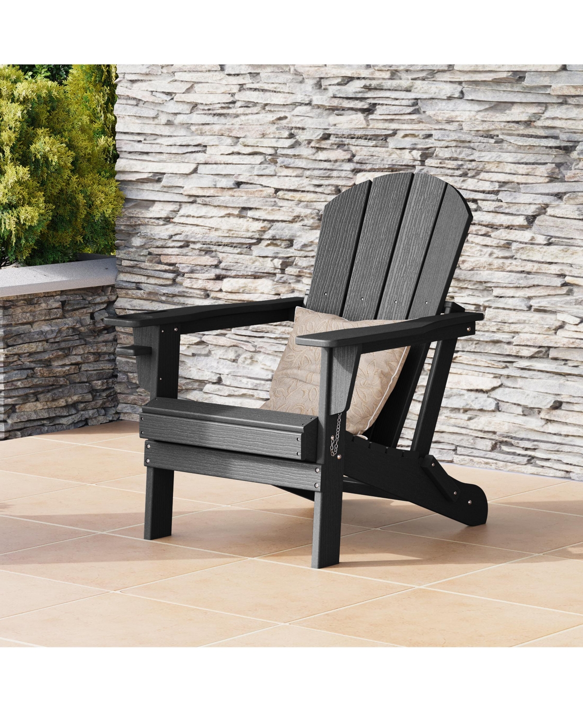 Outdoor Patio Hdpe Resin Adirondack Chair With Cup Holder and Phone