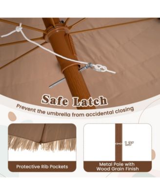 8FT Hula Thatched Tiki Umbrella Hawaiian Style Beach Umbrella Patio
