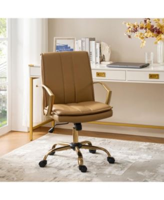 1 Pc Faux Leather Modern Rocking Tilting High-Back Office Chair with 360-Degree Swivel Base