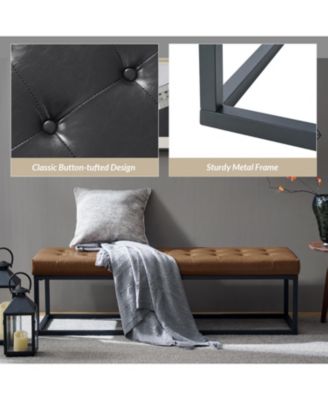 Amalia Mid-century Modern Bench with Button-tufted