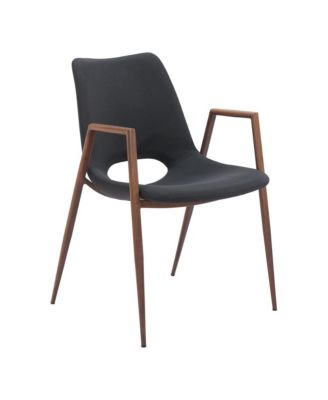 Set of Two Upholstered Faux Leather Open Back Dining Arm Chairs