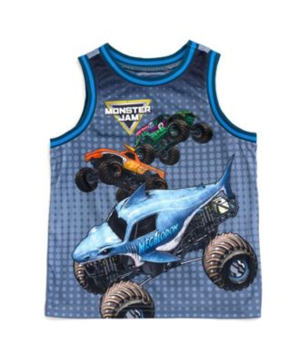 Toddler Boys Grave Digger El Toro Loco Megalodon T-Shirt Tank Top and French Terry Shorts 3 Piece Set to