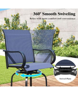 Outdoor Swivel Bar Stool Set of 4 w/Breathable Fabric and Heavy Duty Metal Frame