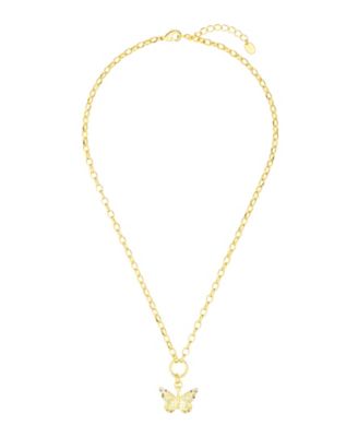 Cubic Zirconia Tennis Butterfly Layered Necklace Set