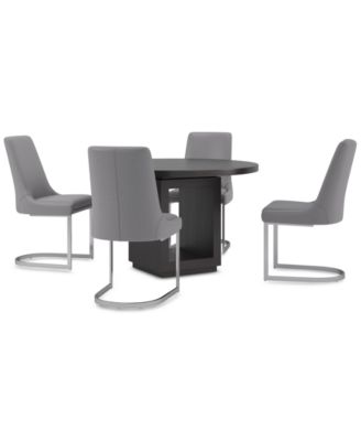 Tivie 5-Pc. Dining Set (Round Table & 4 Metal Dining Chairs)