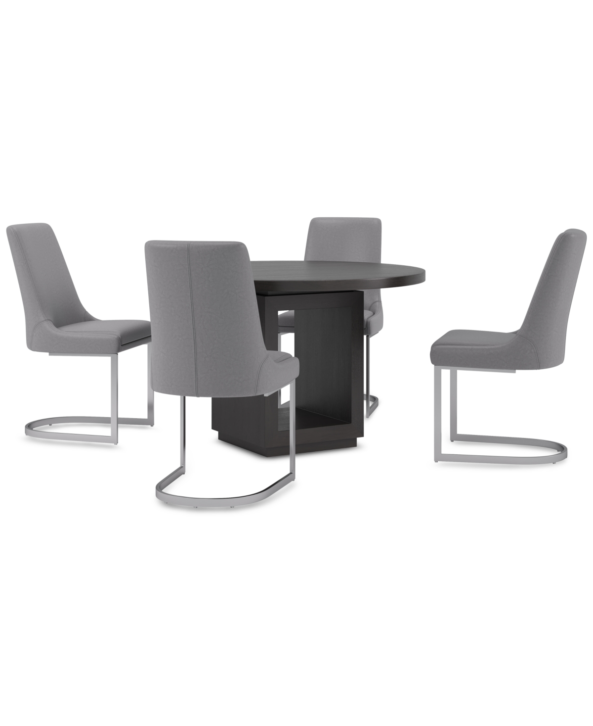 Macy's Tivie 5-pc. Dining Set (round Table & 4 Metal Dining Chairs) In Gray