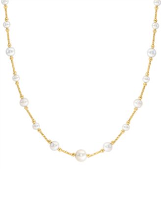 EFFY&reg; Cultured Freshwater Pearl (3-1/2 - 7-1/2mm) 18" Collar Necklace in 14k Gold-Plated Sterling Silver