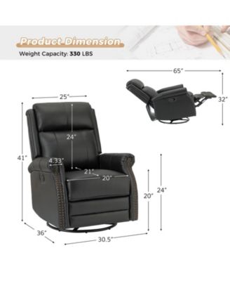 30.5" Wide Genuine Leather Manual Recline, Contemporary Style Osvaldo Recliner Chair
