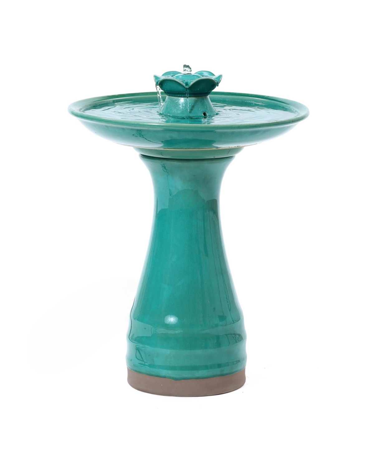Aqua Glazed Ceramic 22-In Tall Birdbath Fountain - Aqua