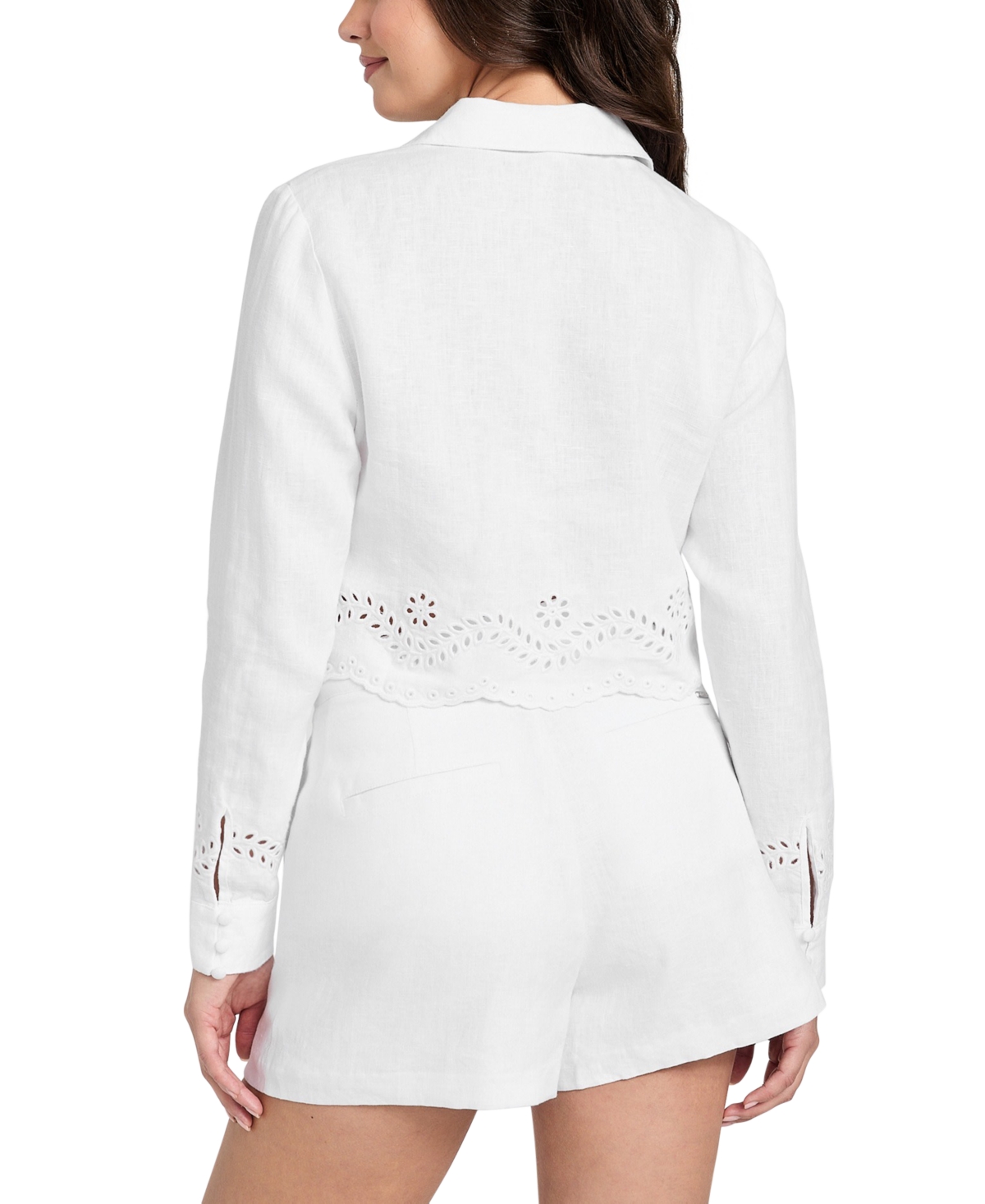 Shop Guess Women's Long-sleeve Leyna Linen Top