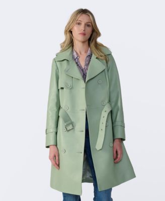 Women's Leather Trench Coat, Created for Macy's