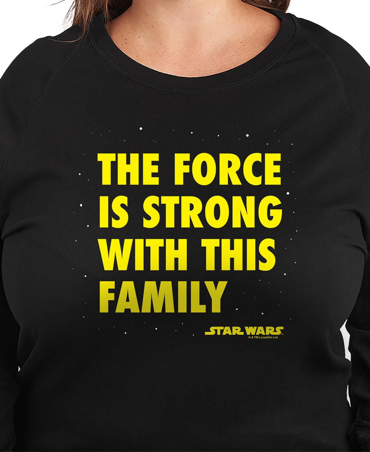 Hybrid Apparel Plus Size Star Wars The Force Is Strong With This Family Graphic Pullover T-shirt In Black