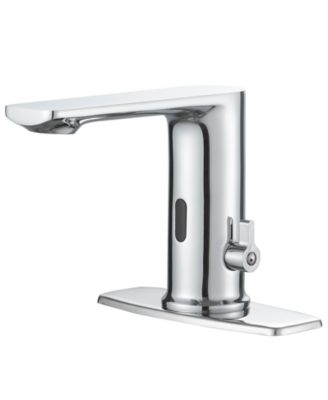 Automatic Sensor Touchless Single Hole Bathroom Sink Faucet With Temperature Mixing Valve In Polished Chrome