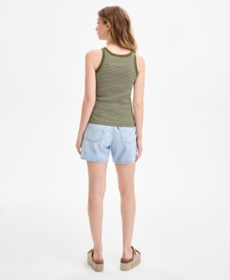 LEVI'S LEVIS WOMENS ESSENTIAL RACER TANK CINCH WAIST DENIM SHORTS 