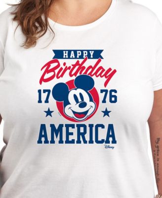 Plus Size Disney Mickey Happy Birthday America Graphic T-Shirt