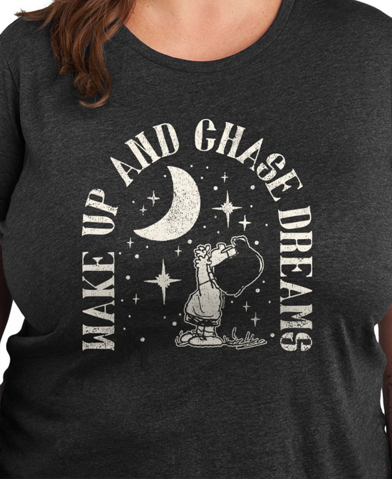 Plus Size Peanuts Wake Up and Chase Dreams Graphic T-Shirt