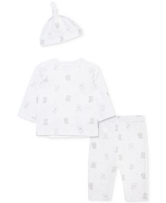 Baby Boys Bears Cotton Hat, Top & Pants Set