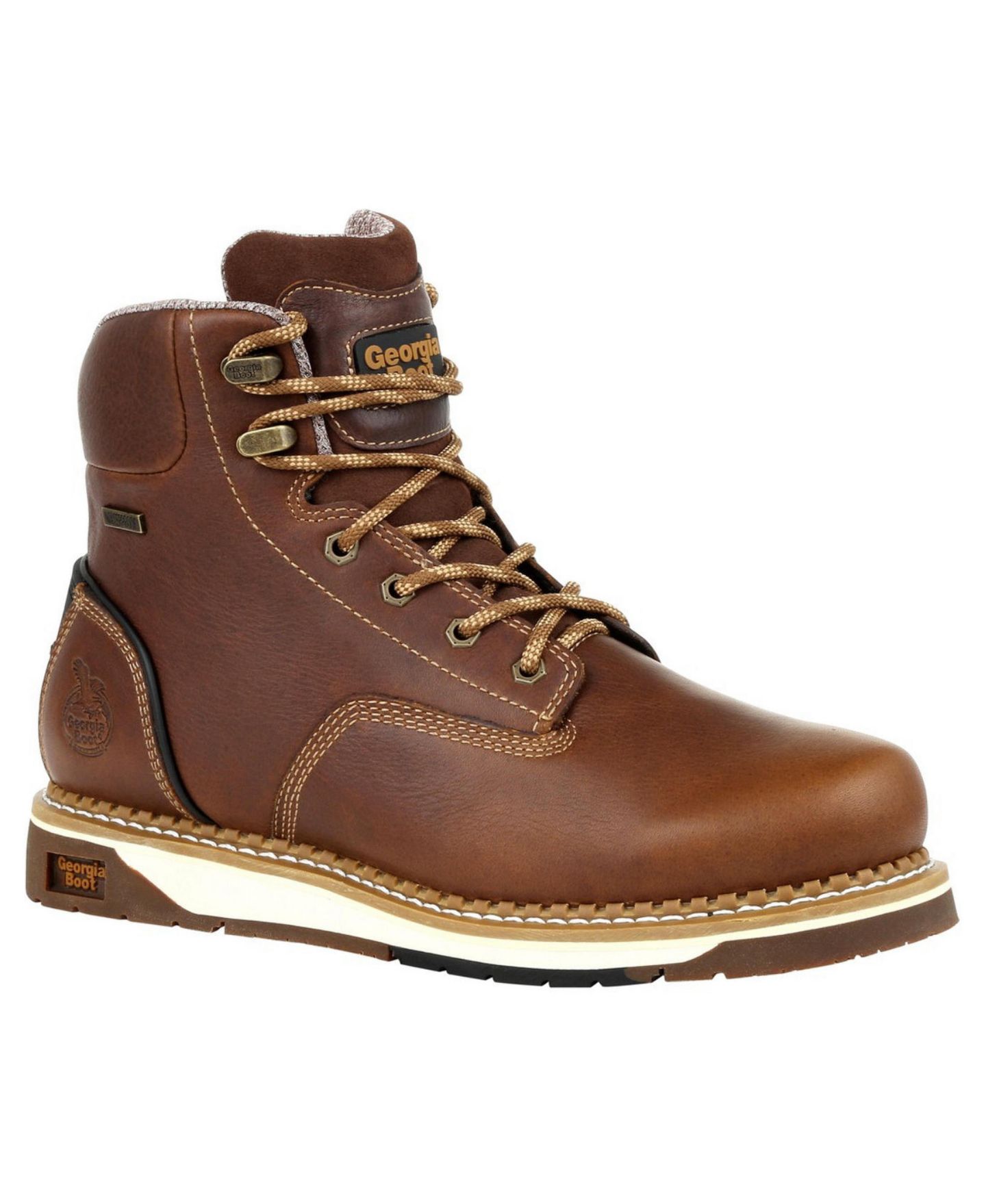 Мужские ботинки GEORGIA BOOT Amp LT Wedge Steel Toe Waterproof Work Boot, цвет: Коричневый — фото 1