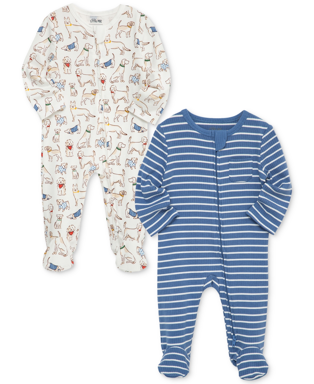 Little Me Pup Parade 2-pack Assorted Footies In Multi