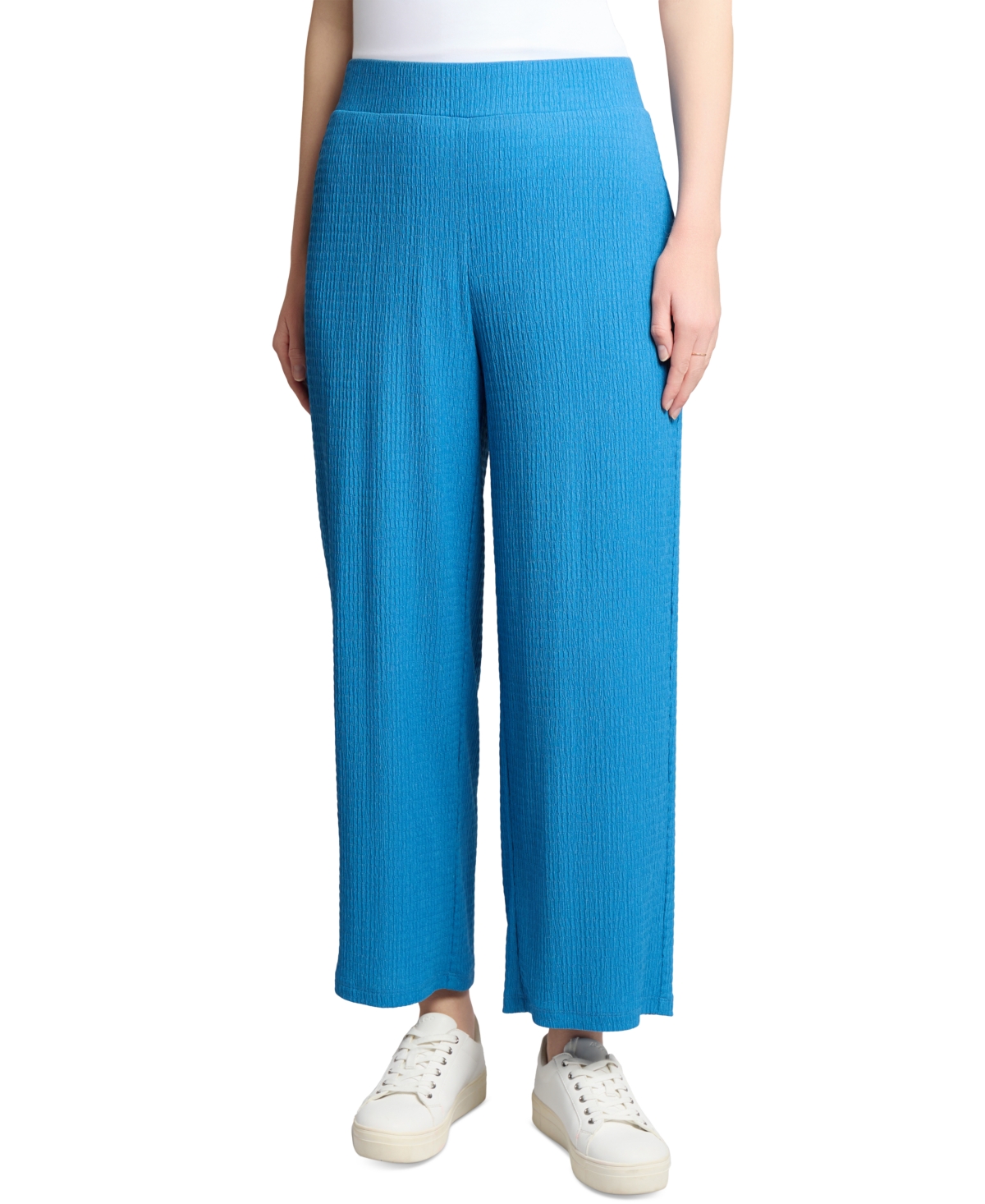 Petite Textured Pull-On Wide-Leg Pants - Bright Orchid