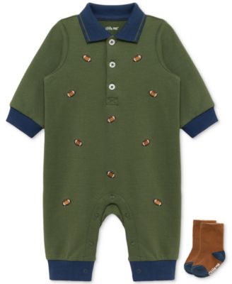 Little Me - Baby Boys Football Coverall & Socks, 2 Piece Set