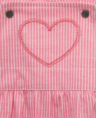 Baby Girls Ruffled Top & Heart Overall, 2 Piece Set