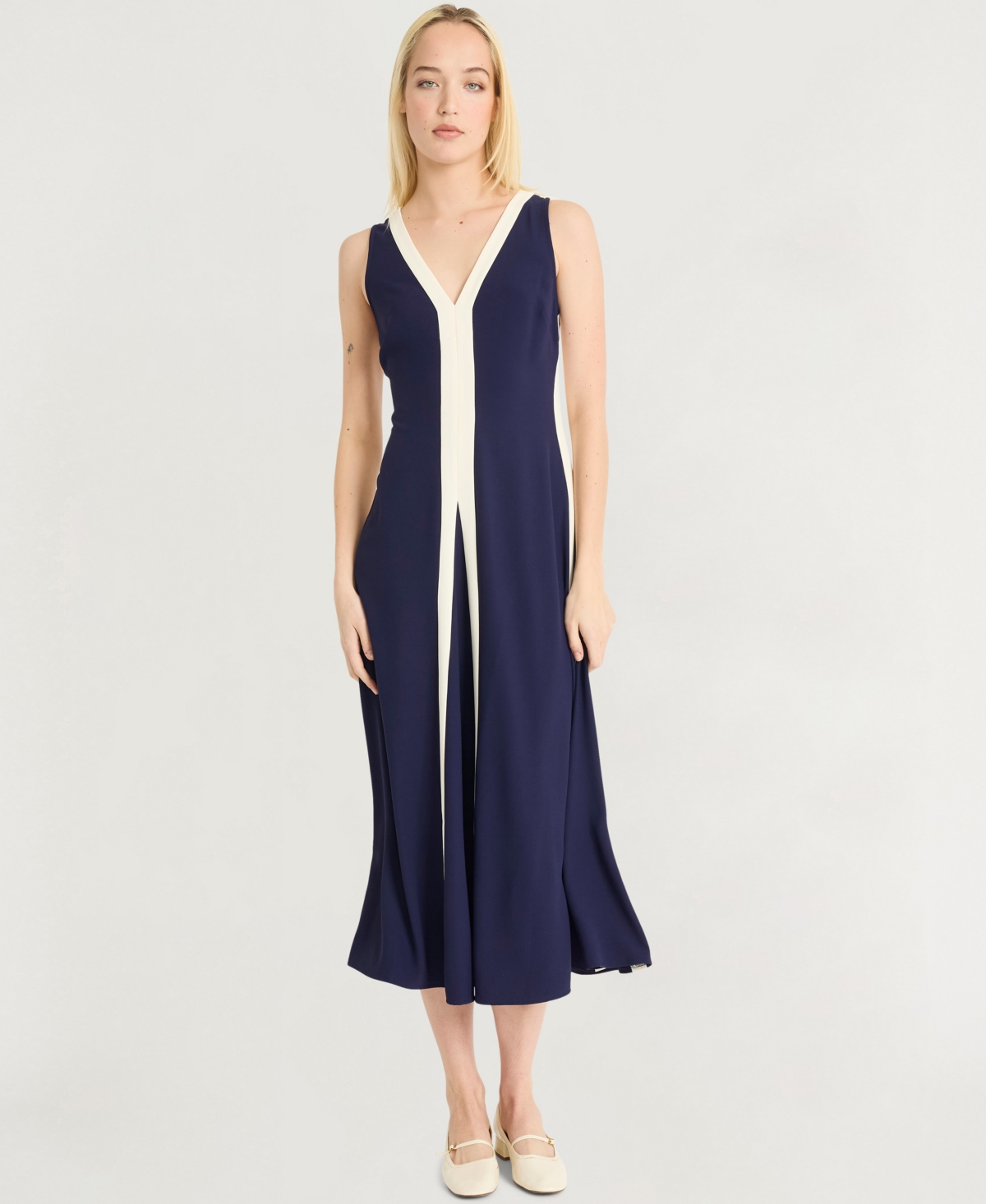 Luxely Stripe V-neck Maxi Dress