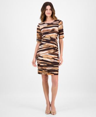 Connected - Women's Bateau-Neck Elbow-Sleeve Sheath Dress