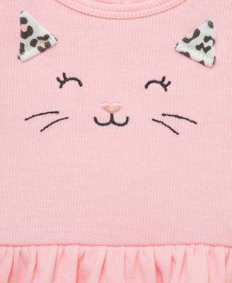 Baby Girls Cotton Leopard Headband, Bodysuit & Pants, 3 Piece Set