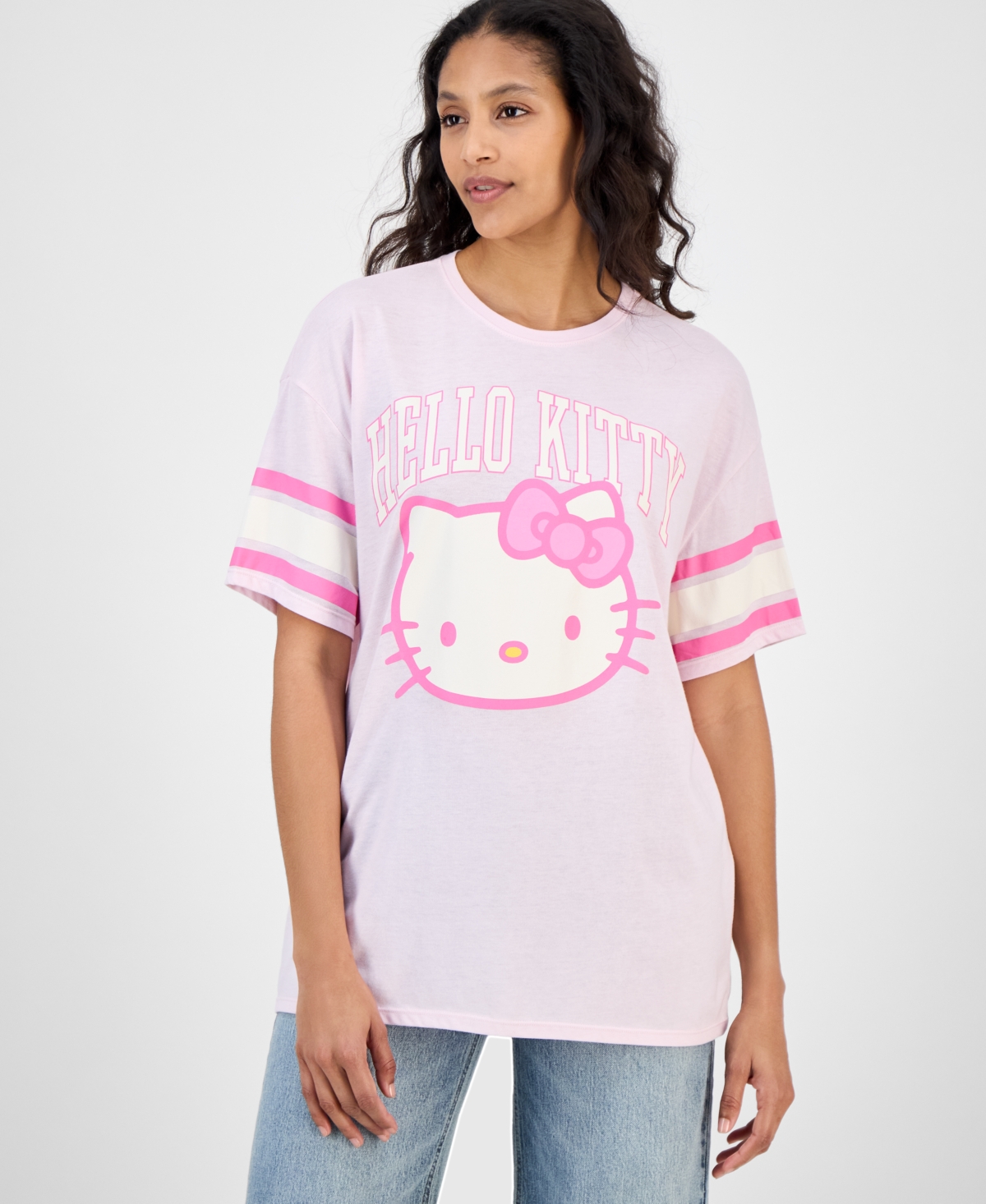 Grayson Threads, The Label Trendy Plus Size Varsity Hello Kitty T-shirt In Pink