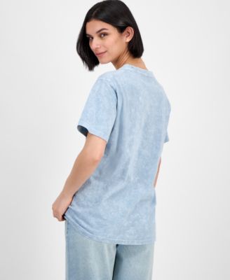 Juniors' Eiffel Tower Mineral Wash Boyfriend T-Shirt	