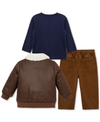 Baby Boys Aviator Jacket, T-Shirt & Pants, 3 Piece Set