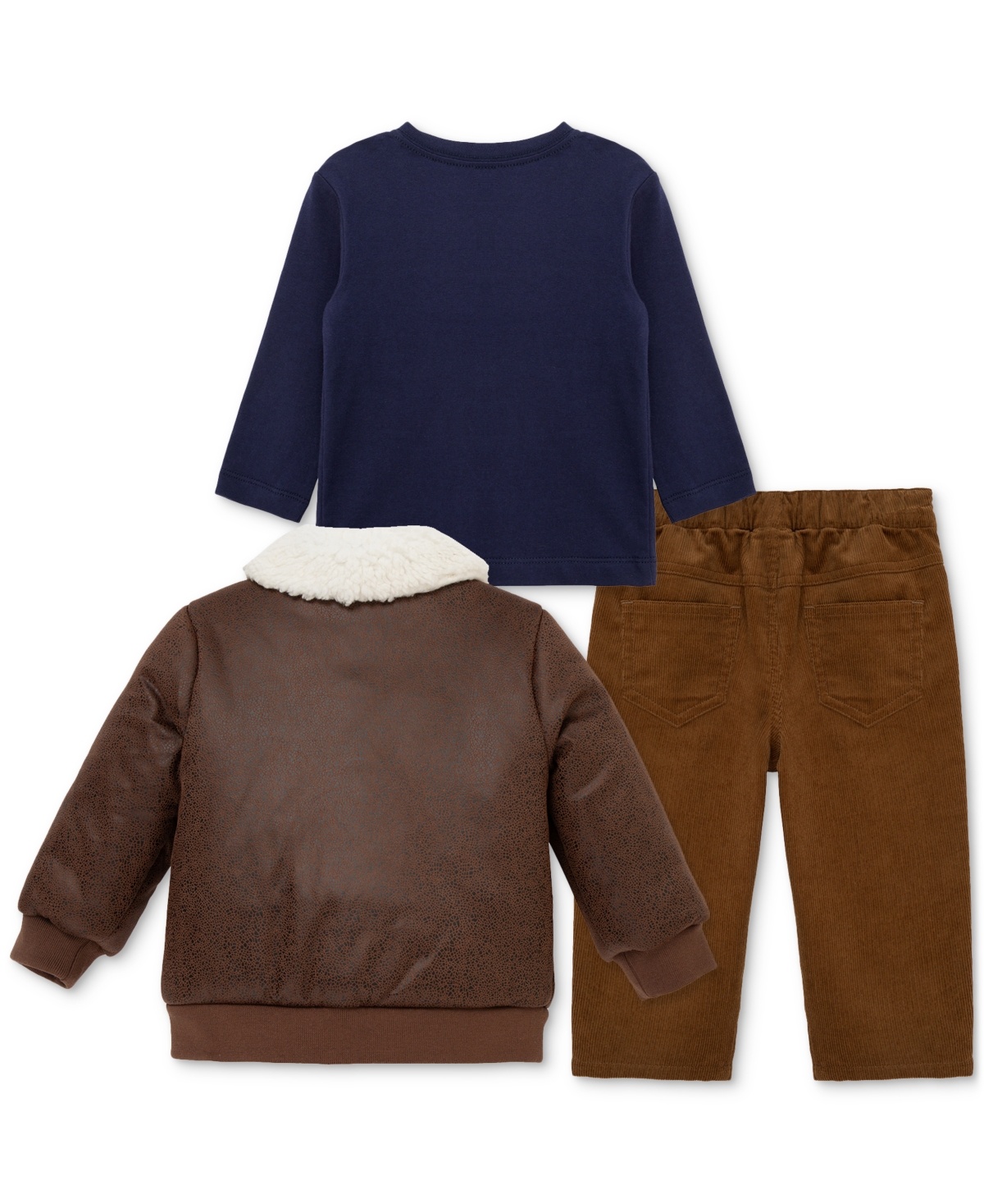 Little Me Baby Boys Aviator Jacket, T-Shirt & Pants, 3 Piece Set
