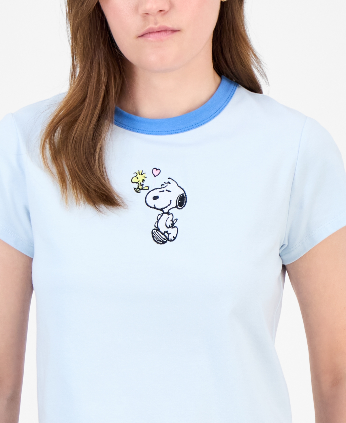 Love Tribe Juniors' Snoopy Crewneck T-shirt In Blue