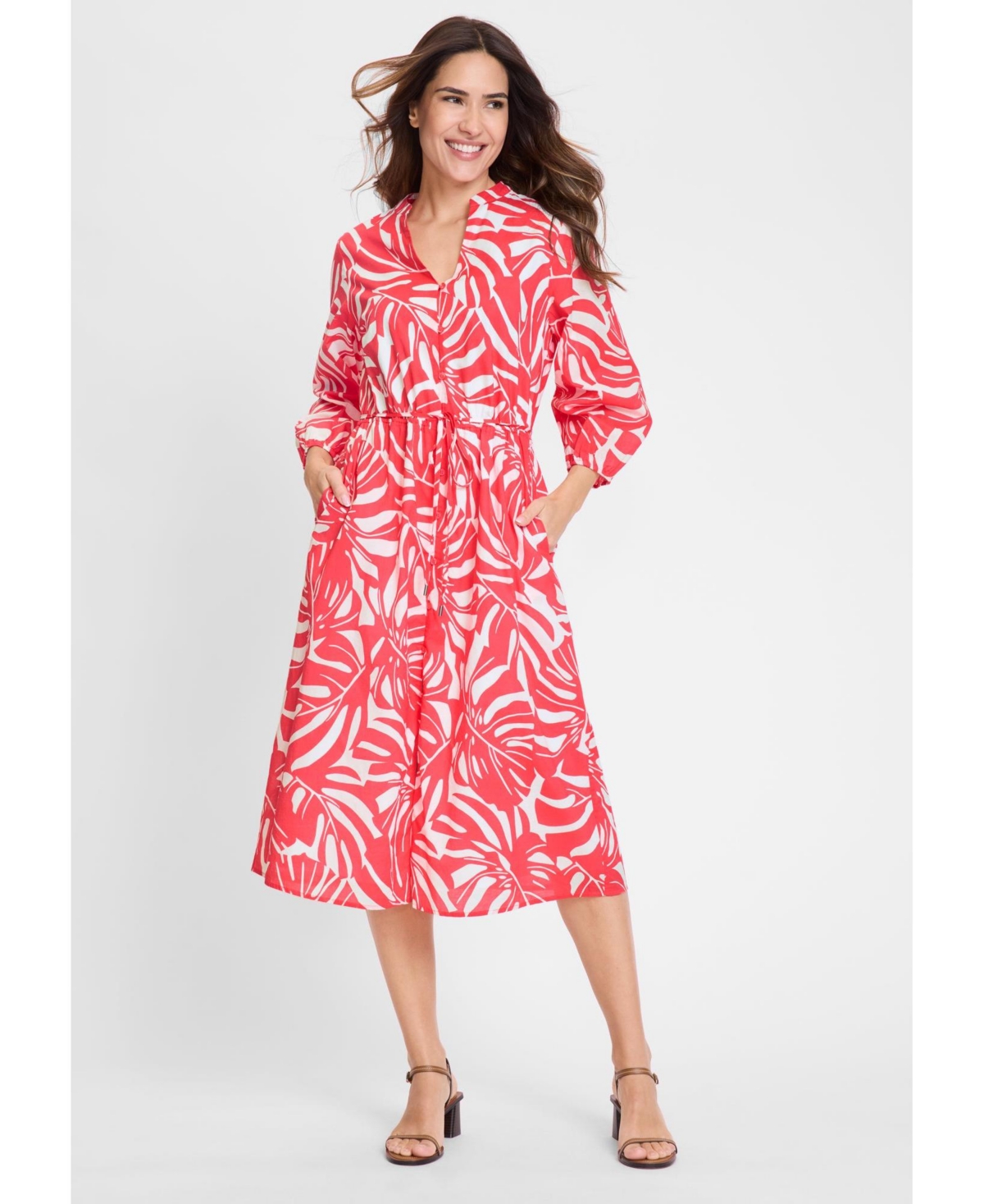 Women's Palm Statement Print Dress - Misty rose