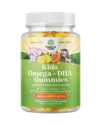 Kids Omega DHA Gummies | Immunity and Focus, Lemon & Orange Flavor | 90ct