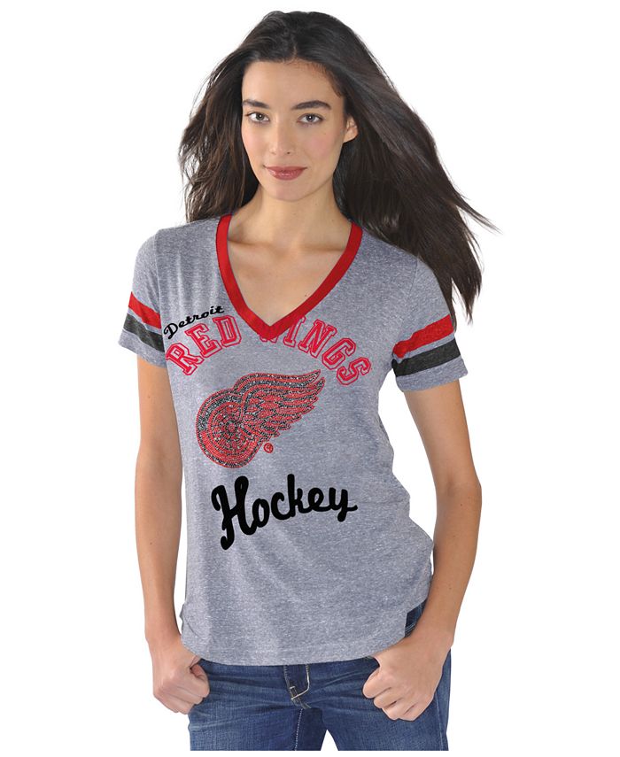 G-III Sports Detroit Red Wings Home Field Womens V-Neck T-Shirt