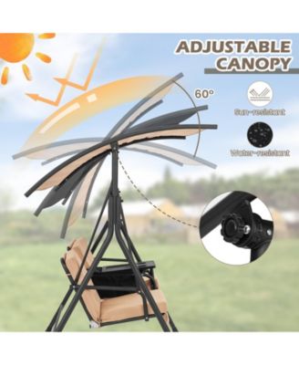 Porch Swing Chair with Adjustable Canopy
