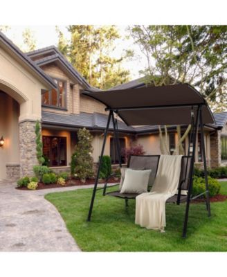 2-Seat Outdoor Canopy Swing with Comfortable Fabric Seat and Heavy-duty Metal Frame