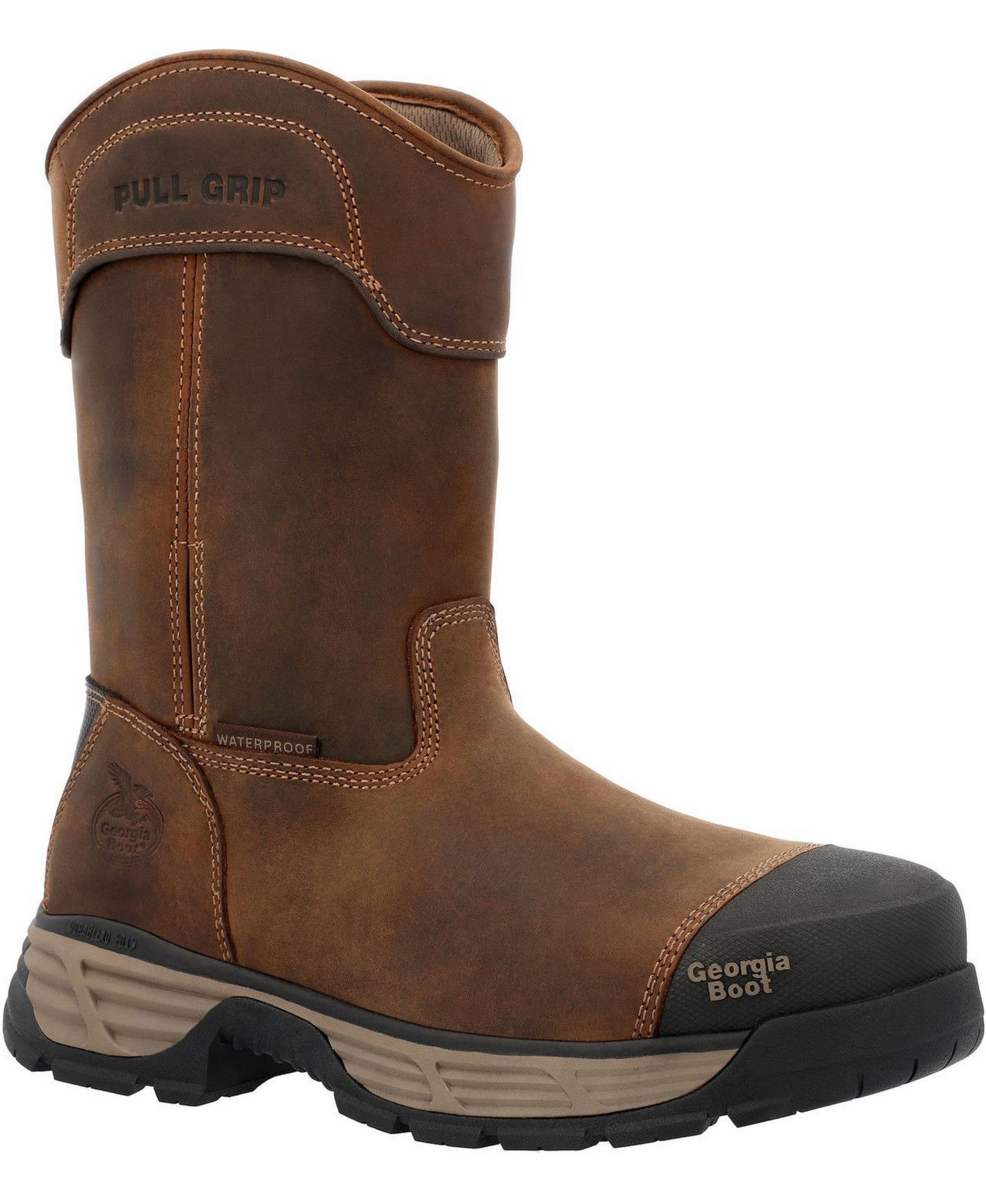 Мужские ботинки GEORGIA BOOT Durablend Edge 10" Waterproof Alloy Toe Pull On Work Boot, цвет: Коричневый — фото 1